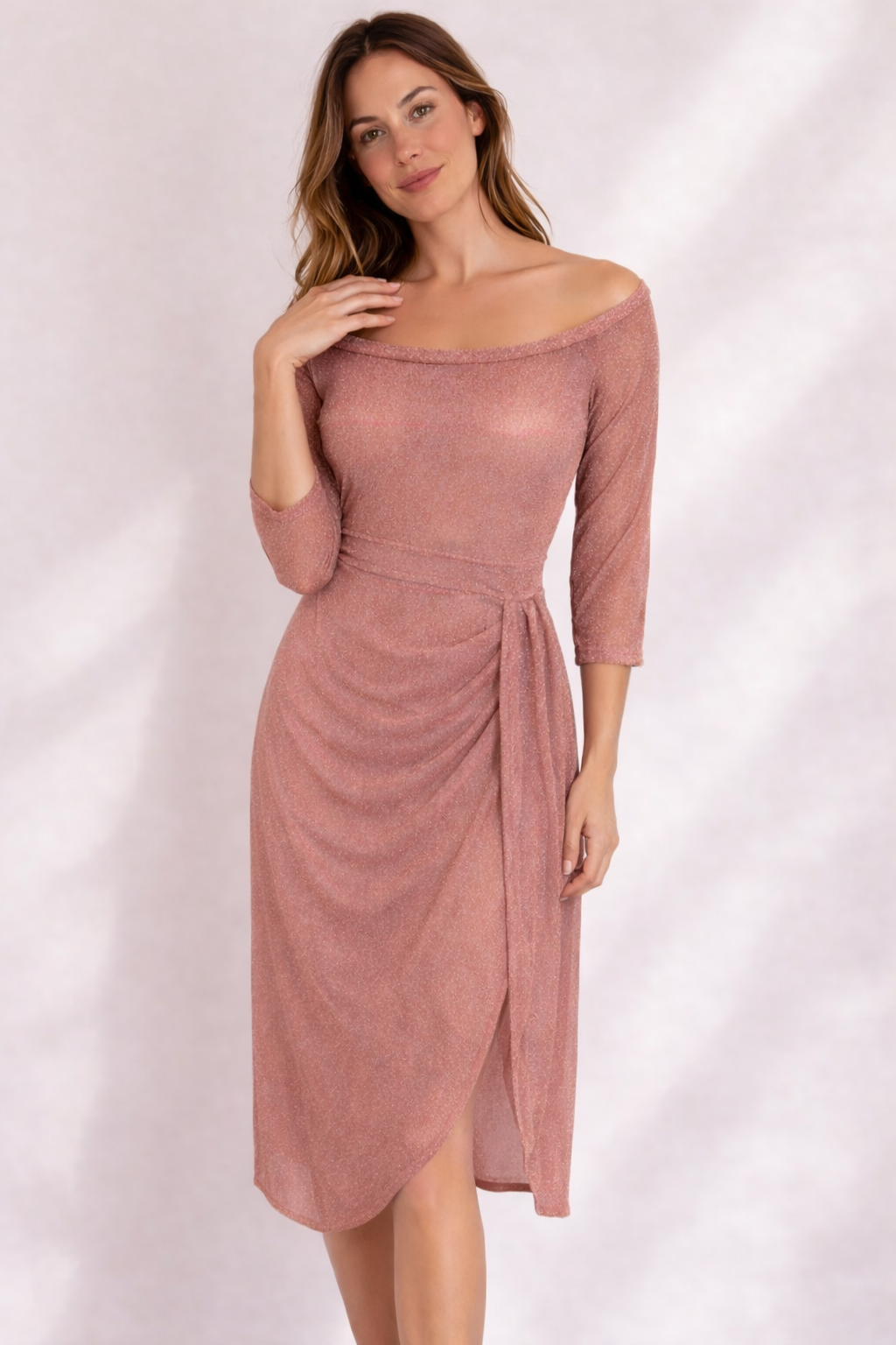 Transparent Glitter Off-Shoulder Dress | Wedding Guest Dresses - 3