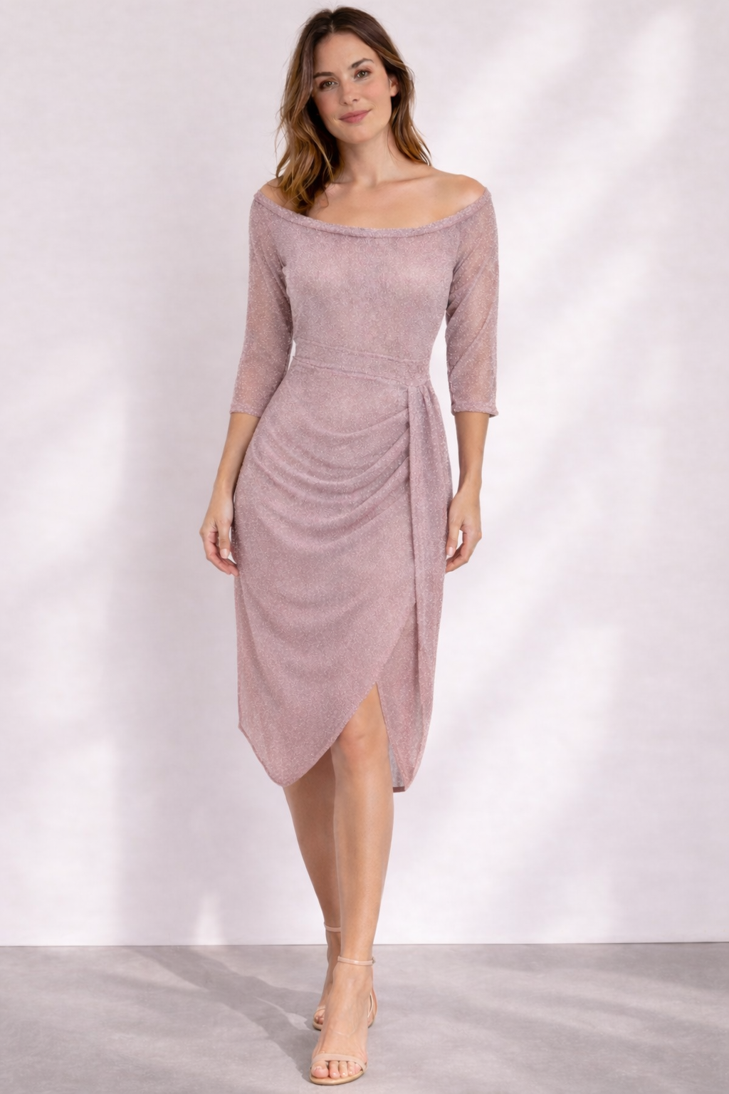 Transparent Glitter Off-Shoulder Dress | Wedding Guest Dresses - 8