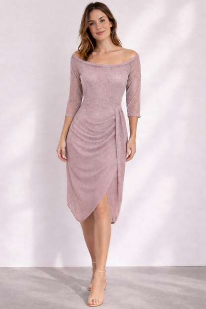 Transparent Glitter Off-Shoulder Dress | Wedding Guest Dresses - 8