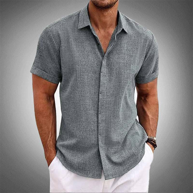 Men's Tropical Linen Shirt | Short Sleeve Casual Shirt - 2