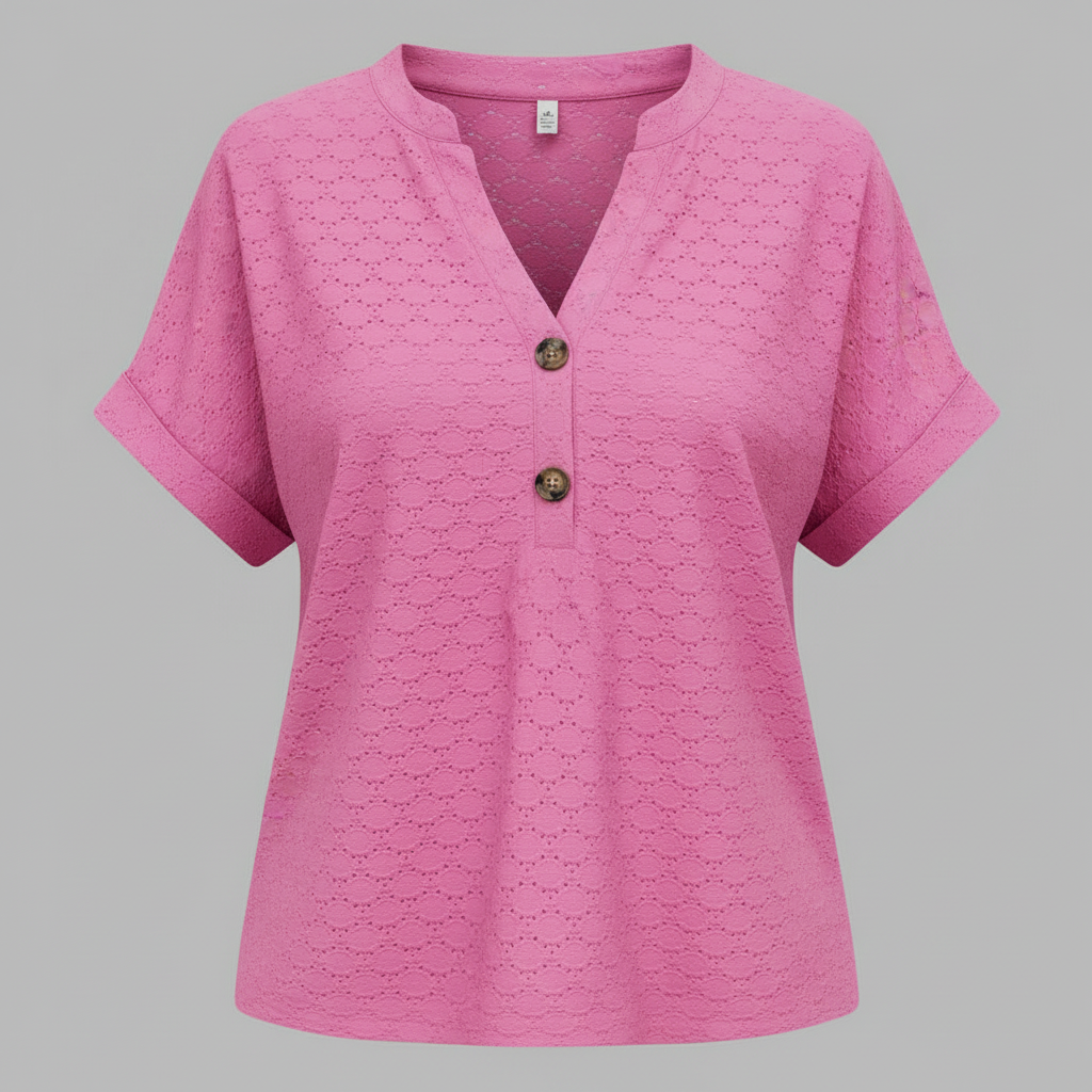 Women's V-Neck Top | Casual Short Sleeve Shirt - 4