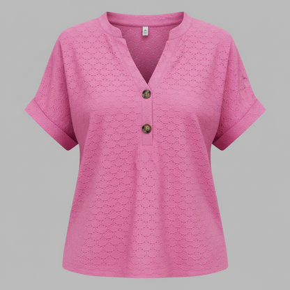 Women's V-Neck Top | Casual Short Sleeve Shirt - 4