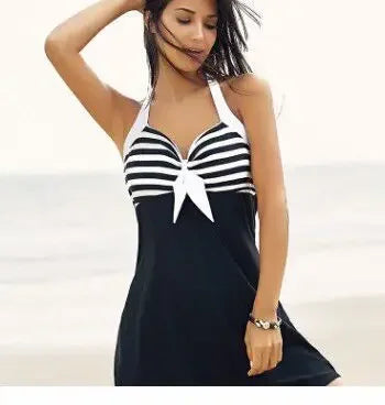 Vintage Two-Piece Women's Swimsuit | Striped Beachwear - 4