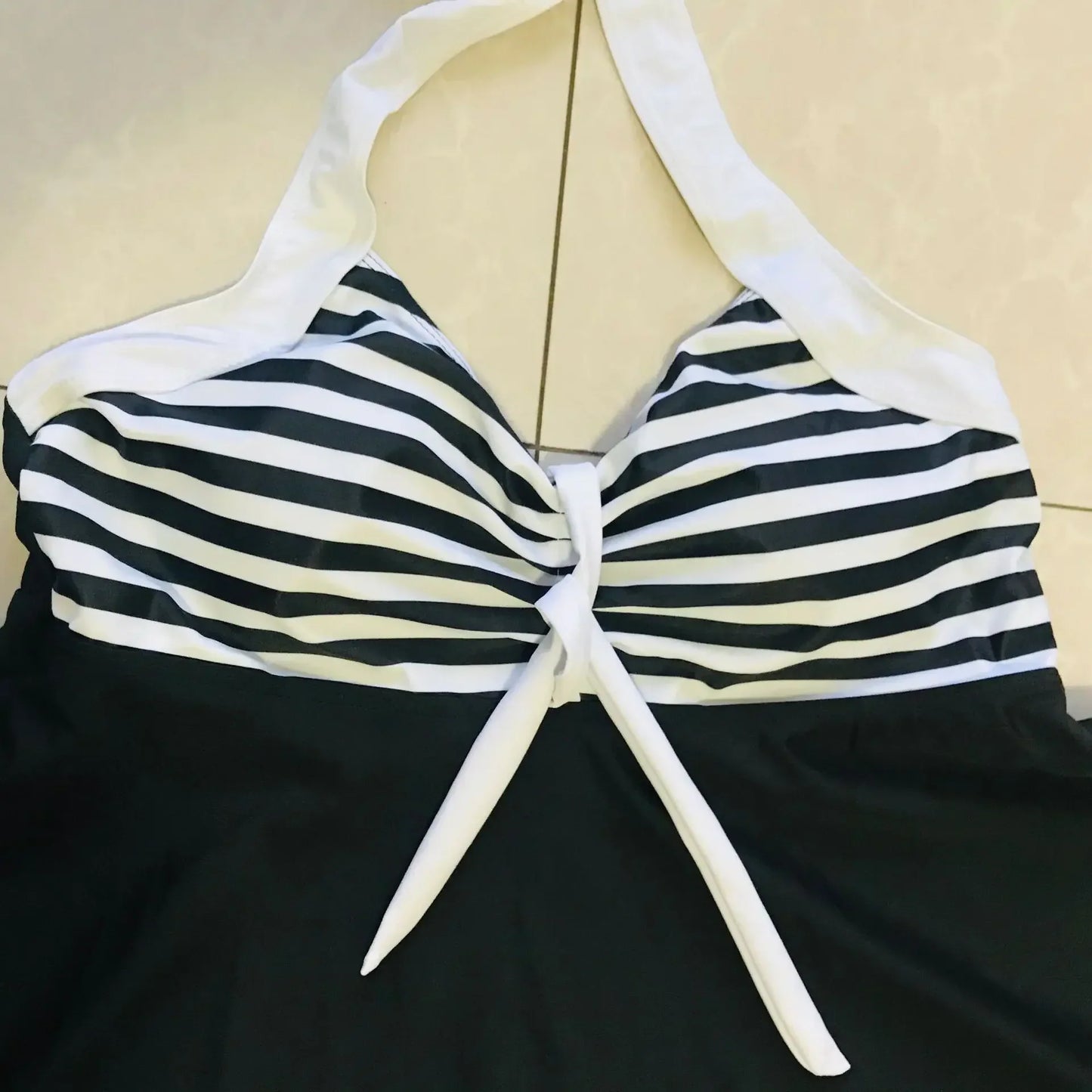 Vintage Two-Piece Women's Swimsuit | Striped Beachwear - 6