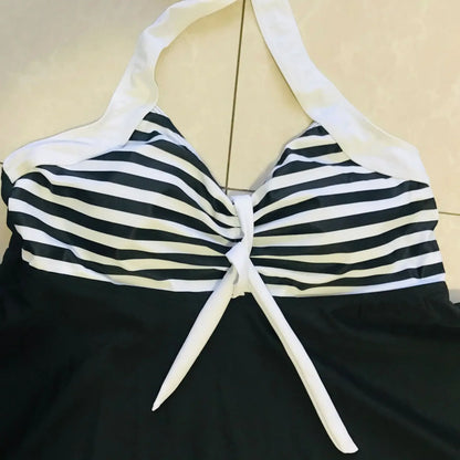 Vintage Two-Piece Women's Swimsuit | Striped Beachwear - 6