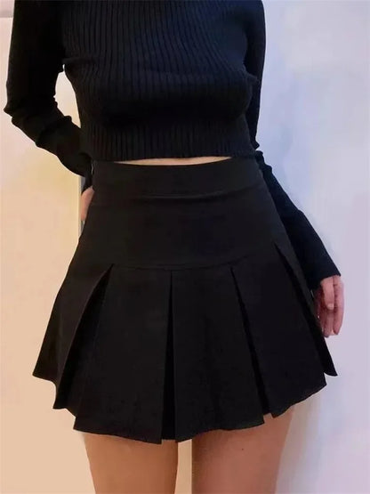 Vintage Gray Pleated Mini Skirt | Women's High Waist Kawaii Skirt - 2