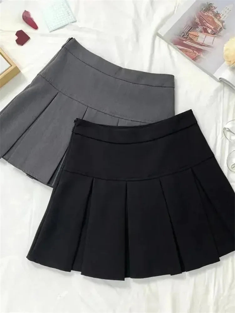 Vintage Gray Pleated Mini Skirt | Women's High Waist Kawaii Skirt - 4