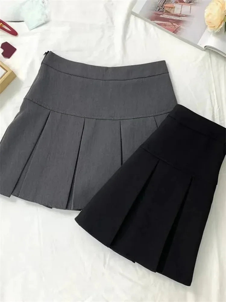 Vintage Gray Pleated Mini Skirt | Women's High Waist Kawaii Skirt - 5