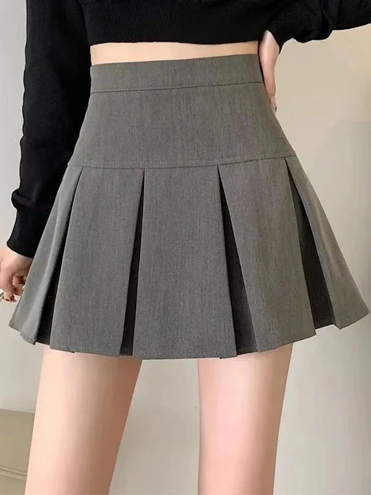 Vintage Gray Pleated Mini Skirt | Women's High Waist Kawaii Skirt - 7