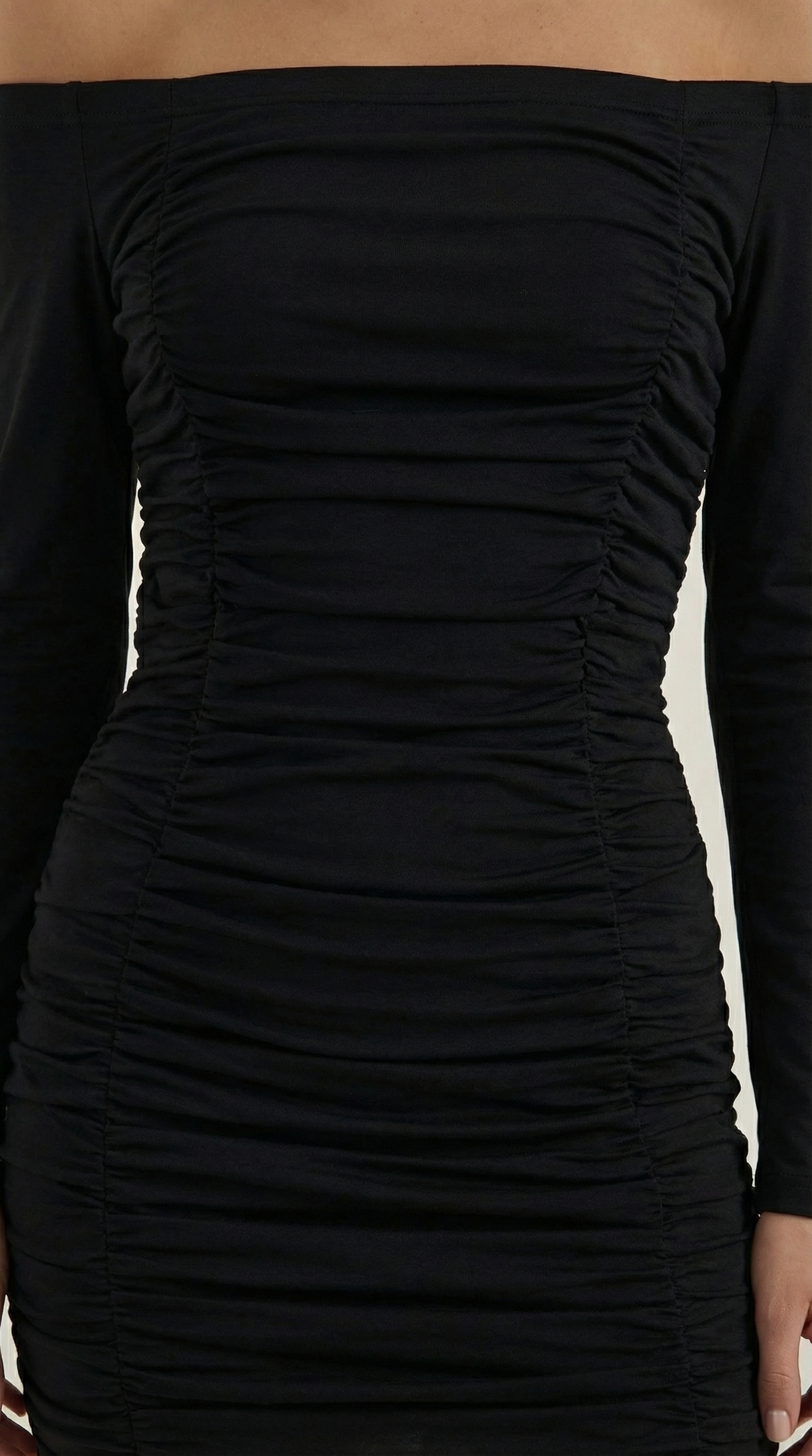 Yvette | Women's Off-Shoulder Bodycon Mini Dress in Black - 8